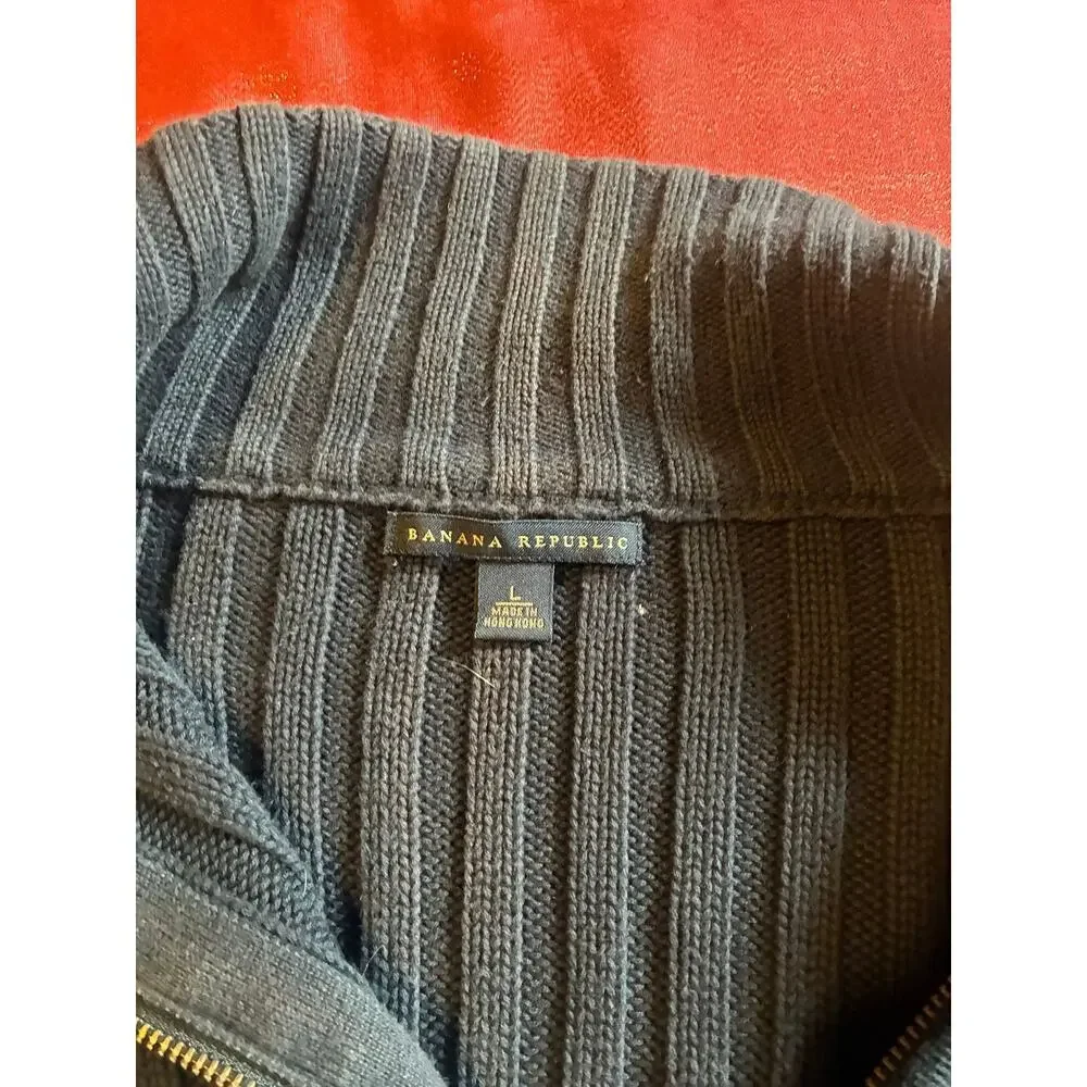 Banana Republic Sweater Womens L Ribbed Turtleneck Long Sleeve Dark Gray Snag
